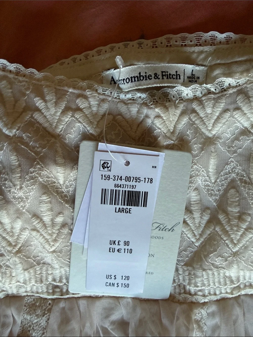 Abercrombie & Fitch Cream Smocked Spaghetti-Strap Mini Dress - Picture 4 of 4